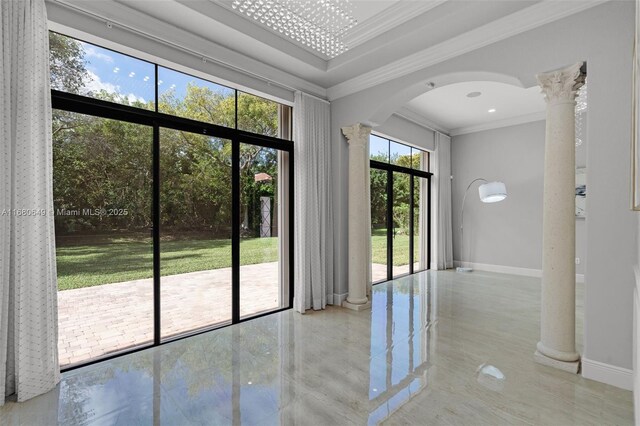 2294 SW 195th Ave, Miramar, FL 33029 - entryway with decorative columns, arched walkways, ornamental molding, and baseboards