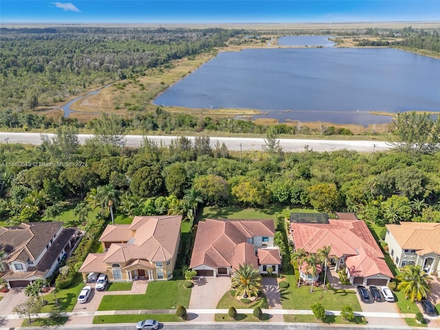 bird's eye view featuring a water view