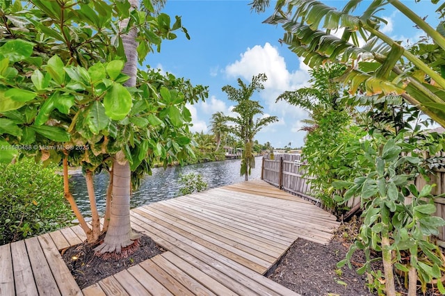 view of dock featuring a water view