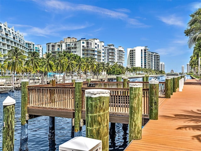 dock area featuring a water view