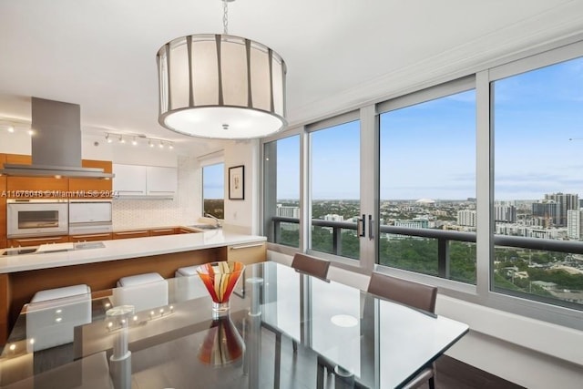 dining area featuring sink