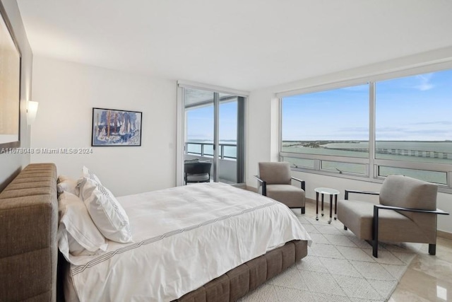 bedroom with a water view