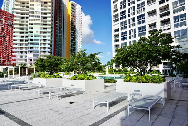 view of property's community with a patio area and a pool