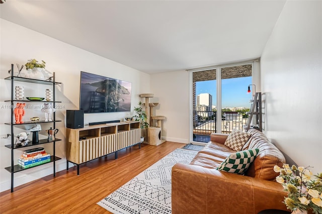 850 N Miami Ave Unit W-906, Miami, FL 33136 - living room featuring wood finished floors and baseboards