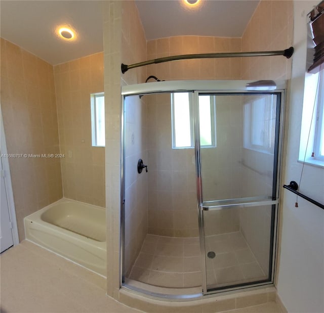 bathroom with independent shower and bath