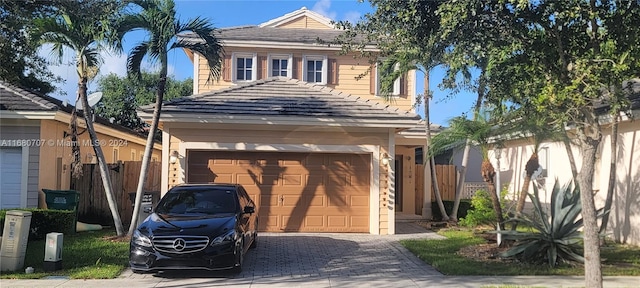 view of property with a garage