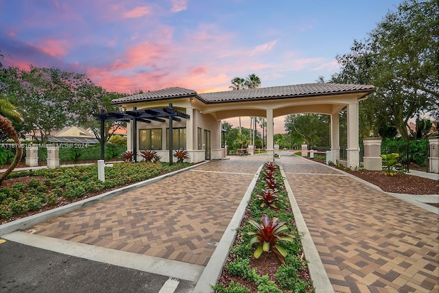 view of home's community with a pergola