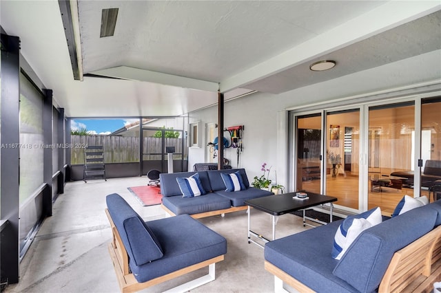 interior space with an outdoor hangout area