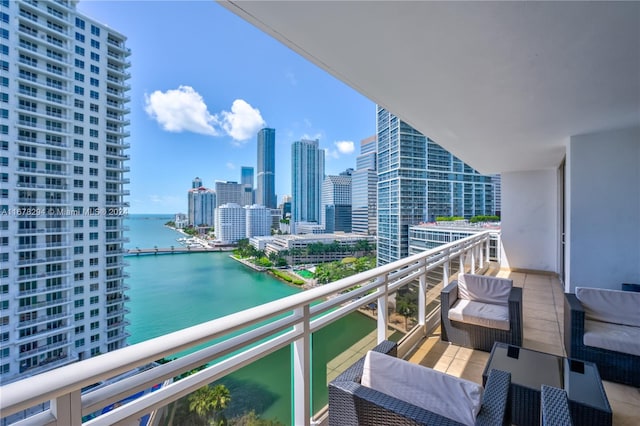 balcony with a water view