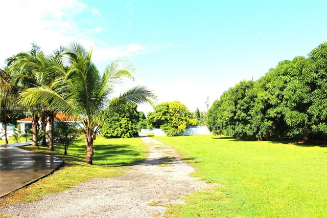 view of property's community featuring a lawn