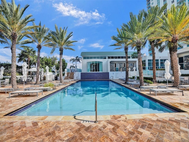 view of pool featuring a patio