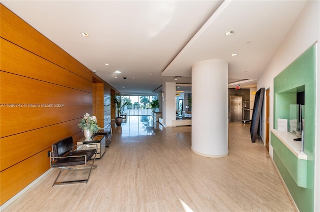 hallway with light wood-type flooring