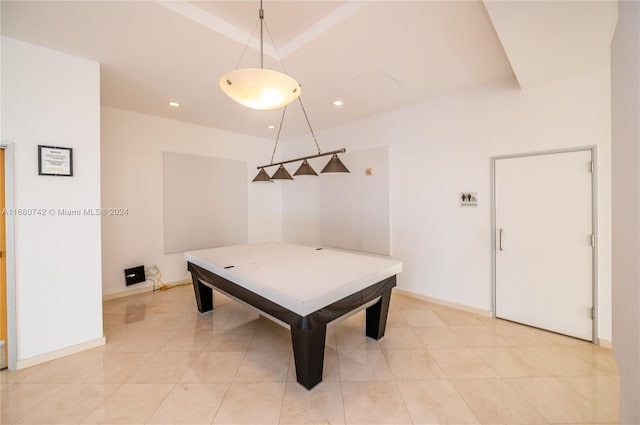 rec room with light tile patterned flooring