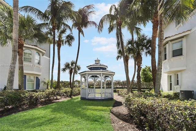 view of community with a gazebo and a yard