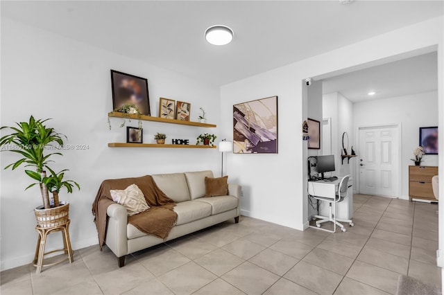 view of tiled living room