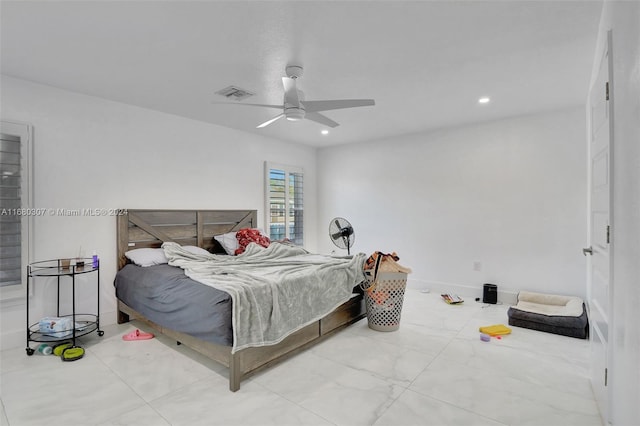 bedroom featuring ceiling fan