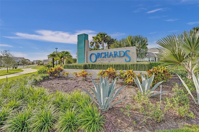 view of community sign