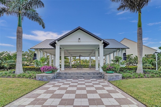 view of community featuring a lawn