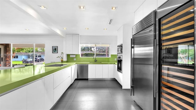 kitchen with white cabinetry, a healthy amount of sunlight, stainless steel appliances, and sink