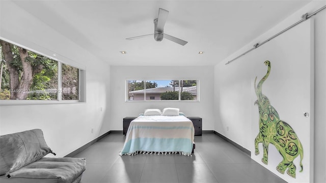 bedroom featuring ceiling fan