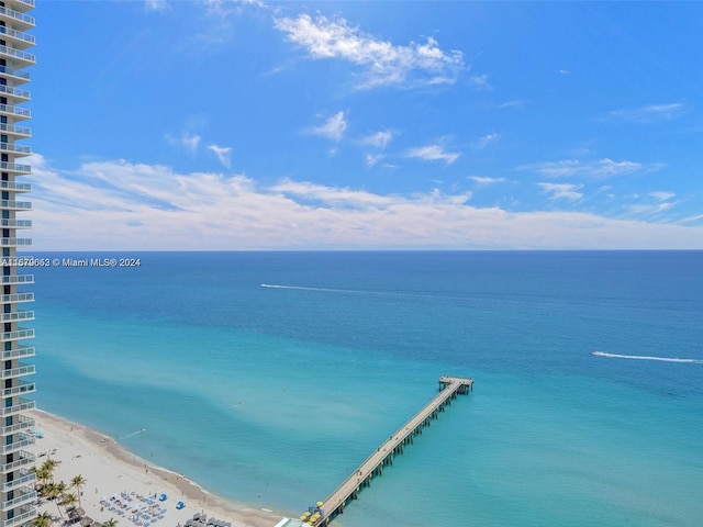 property view of water with a beach view