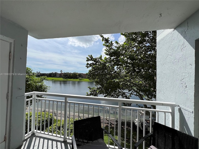 balcony with a water view