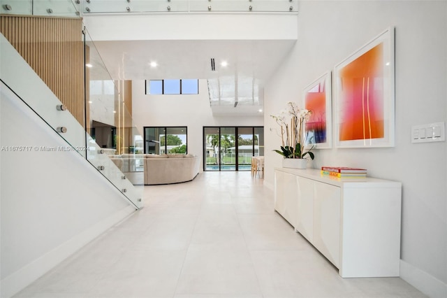 interior space featuring light tile patterned floors