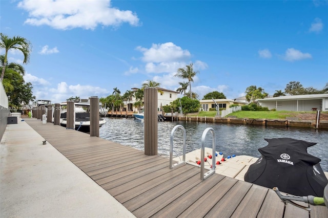 dock area featuring a water view