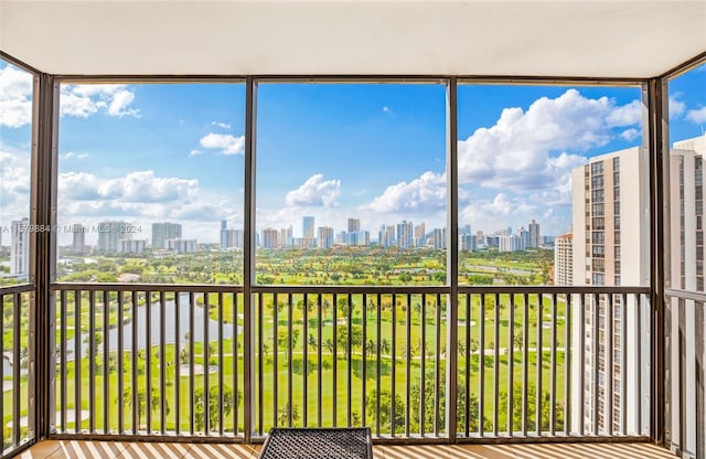 20301 W Country Club Dr Unit 2228, Aventura, FL 33180 - unfurnished sunroom featuring a city view