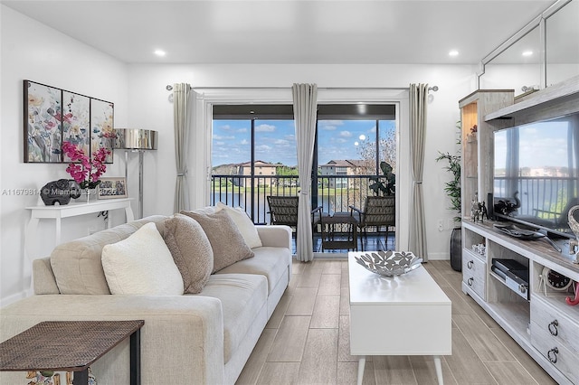 living room featuring a wealth of natural light