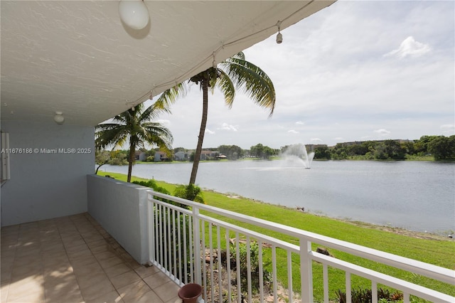 balcony with a water view