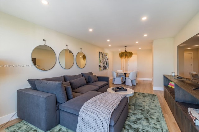 living room with light hardwood / wood-style floors