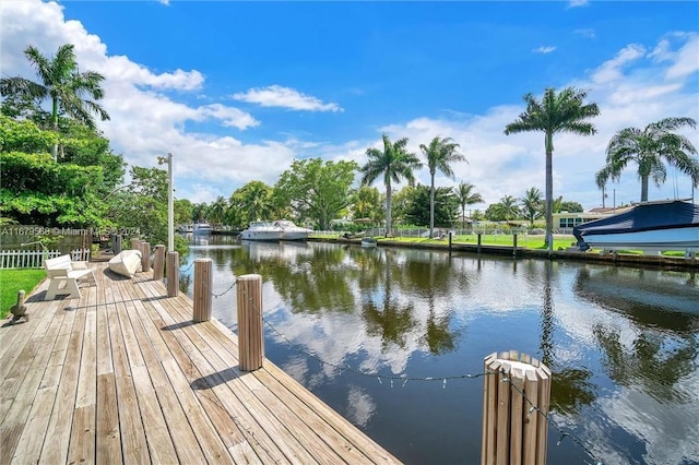 view of dock featuring a water view