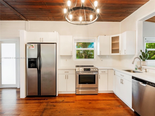 kitchen with white cabinetry, appliances with stainless steel finishes, and sink