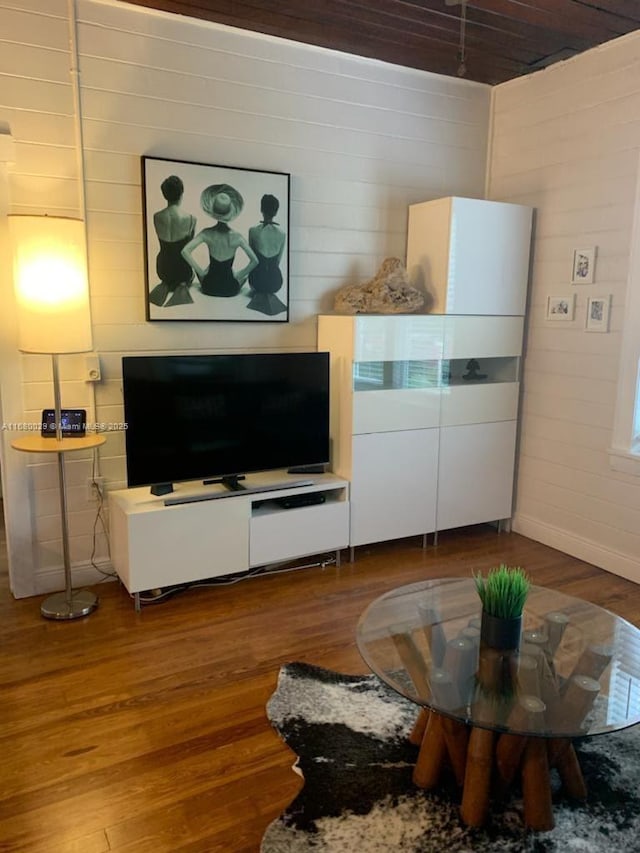 living room with wood finished floors