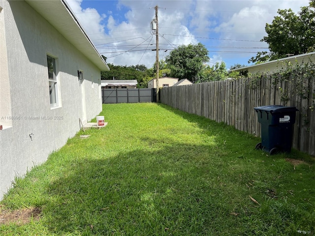 view of yard featuring a fenced backyard