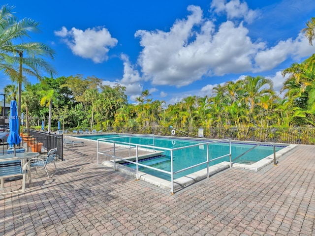 view of swimming pool with a patio area