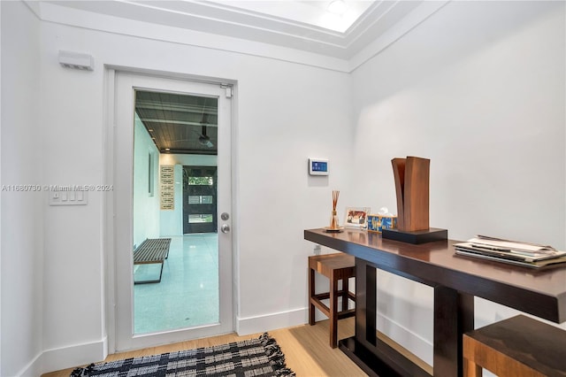 corridor featuring hardwood / wood-style flooring