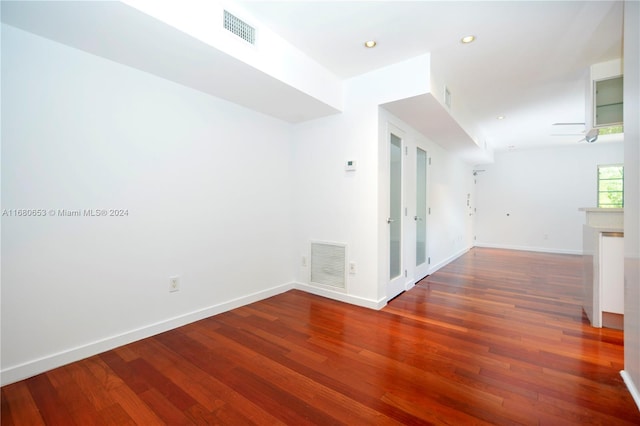 interior space featuring ceiling fan and hardwood / wood-style floors