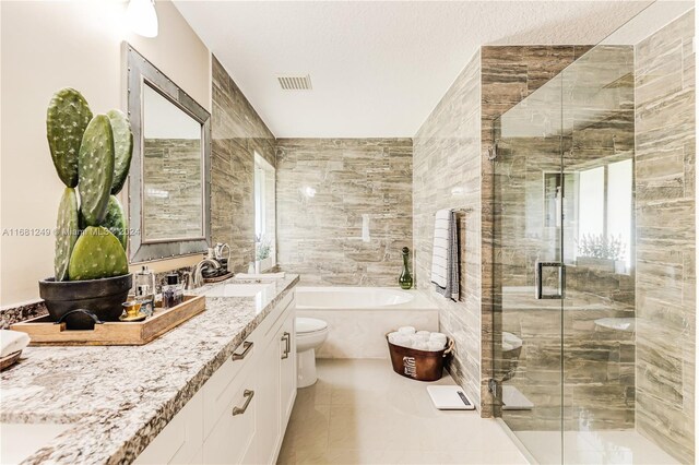 12288 N 82nd Ln N, West Palm Beach, FL 33412 - full bath featuring vanity, a bath, toilet, a shower stall, and tile walls