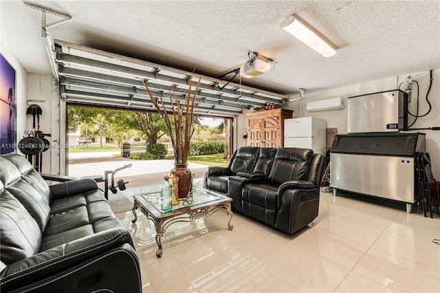 12288 N 82nd Ln N, West Palm Beach, FL 33412 - living room featuring a wall mounted air conditioner, plenty of natural light, a textured ceiling, and light tile patterned floors
