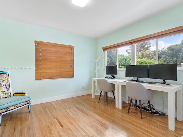 office space featuring light hardwood / wood-style flooring