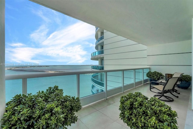 balcony with a water view