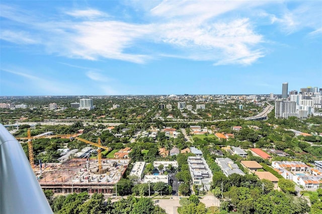 bird's eye view with a city view