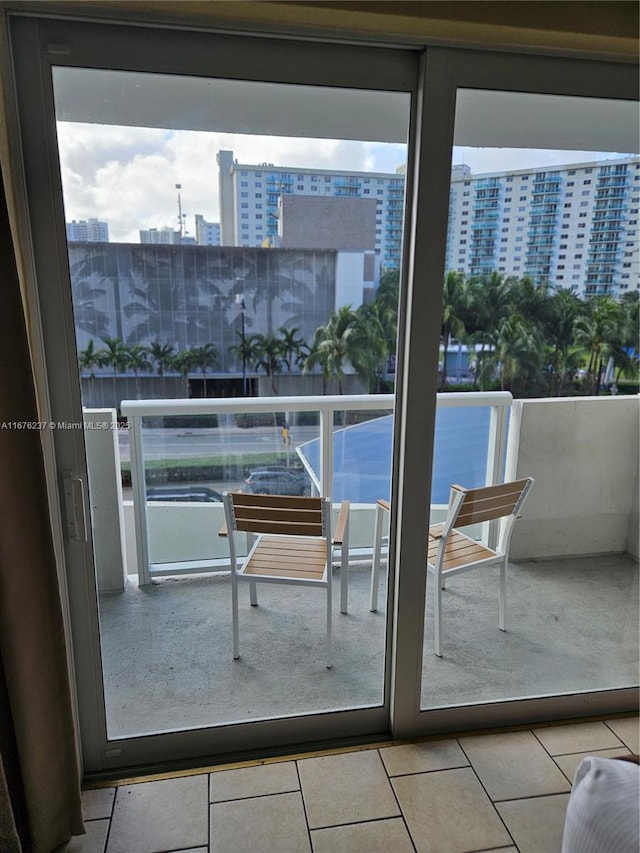 balcony with a view of city