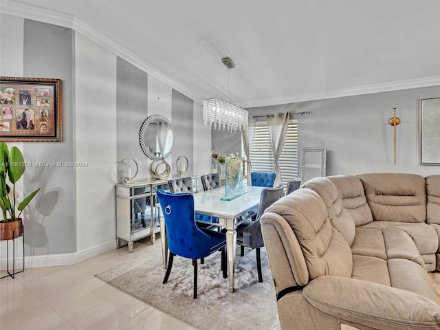 dining area featuring ornamental molding