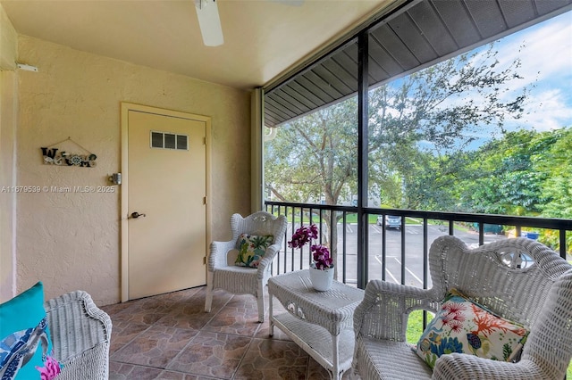 442 Pine Glen Ln Unit D-2, Green Acres, FL 33463 - sunroom featuring ceiling fan