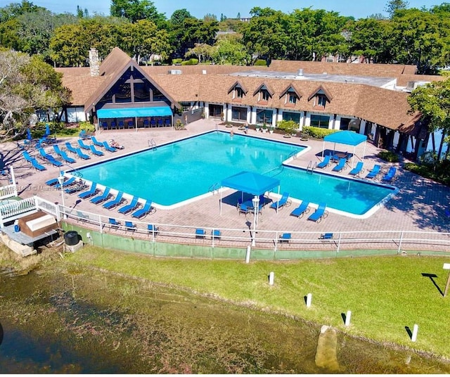 view of pool featuring a patio