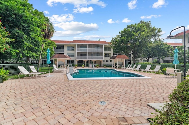 view of pool featuring a patio area