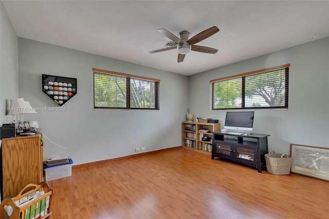 7901 SW 133rd St, Pinecrest, FL 33156 - office space featuring a ceiling fan and wood finished floors
